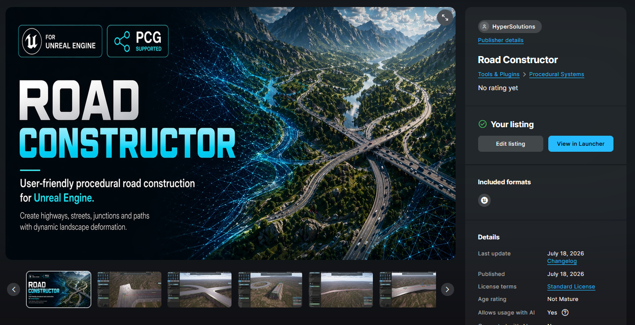 Road Constructor for Unreal Engine 5.7 & 5.8 Is Now Available on Fab